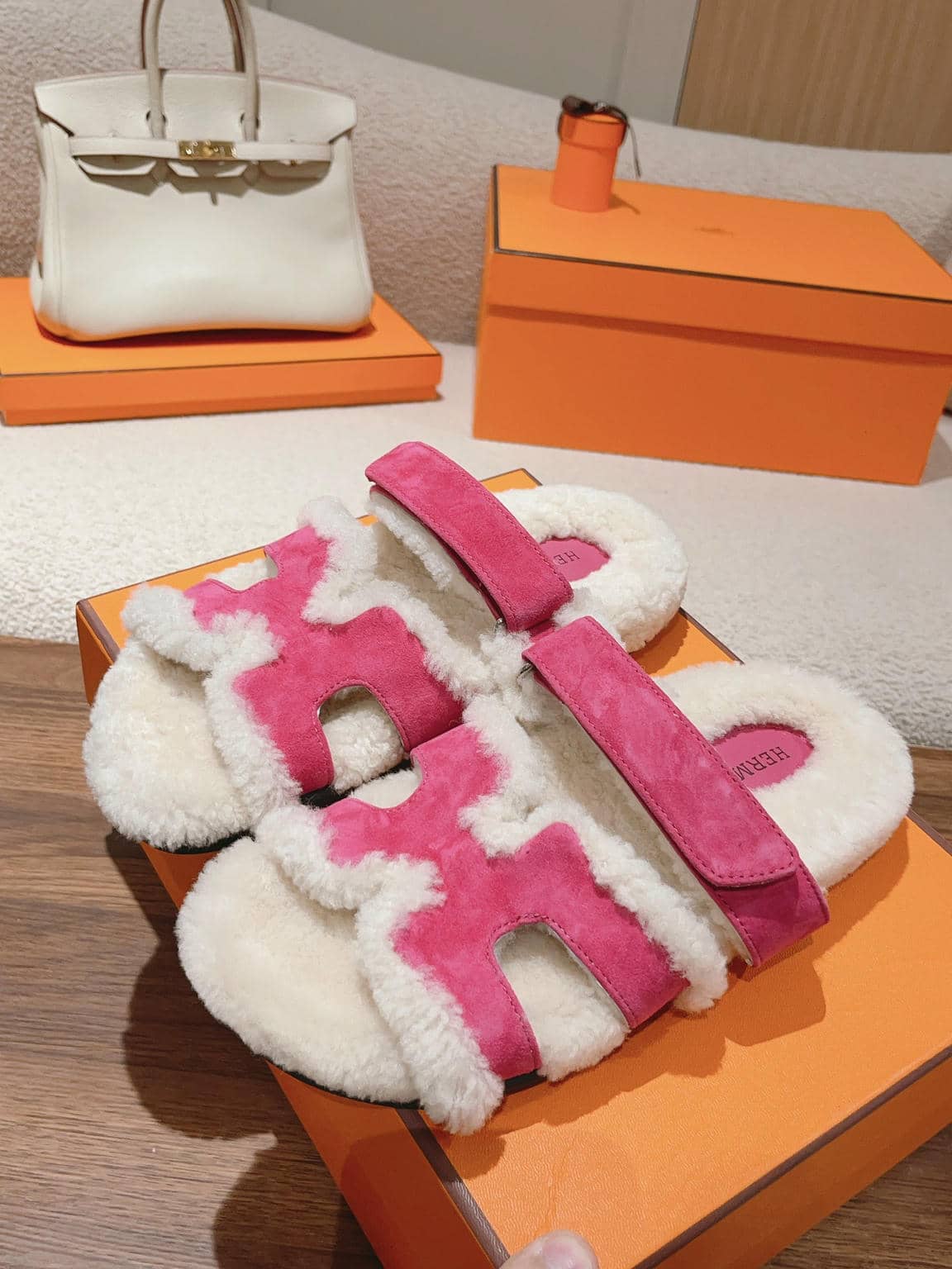 Hermès fur slippers-17